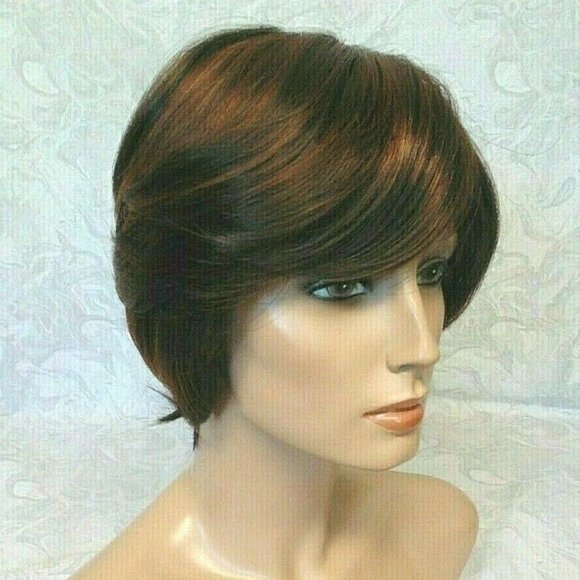 Short Brown Highlighted Heat Resistant Wig main image 9